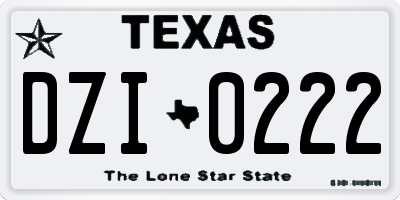 TX license plate DZI0222