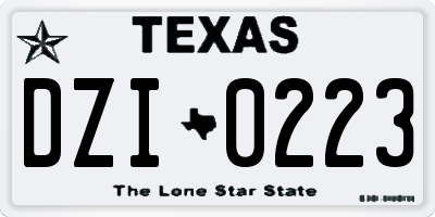 TX license plate DZI0223