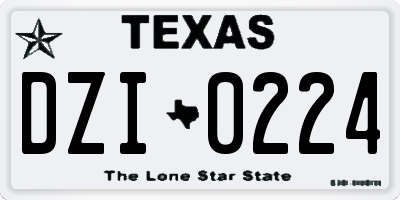 TX license plate DZI0224