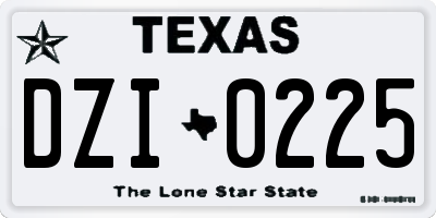 TX license plate DZI0225