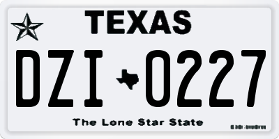 TX license plate DZI0227