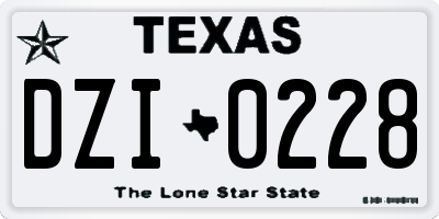 TX license plate DZI0228
