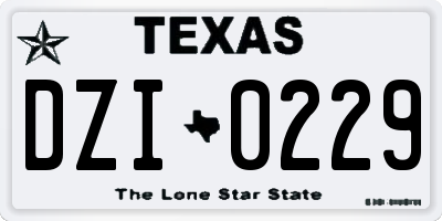 TX license plate DZI0229