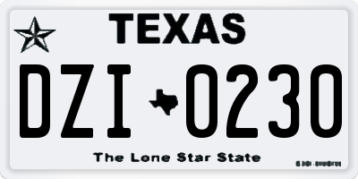 TX license plate DZI0230