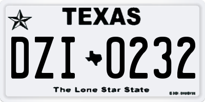 TX license plate DZI0232