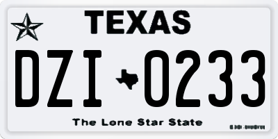 TX license plate DZI0233