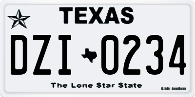 TX license plate DZI0234
