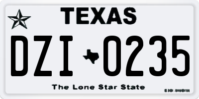TX license plate DZI0235