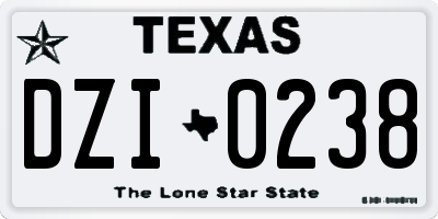TX license plate DZI0238
