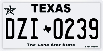 TX license plate DZI0239