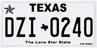 TX license plate DZI0240