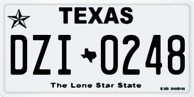TX license plate DZI0248