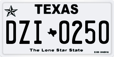 TX license plate DZI0250
