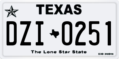 TX license plate DZI0251