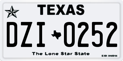 TX license plate DZI0252