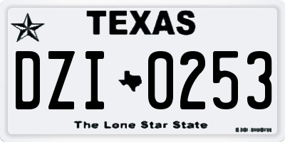 TX license plate DZI0253