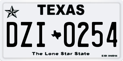 TX license plate DZI0254