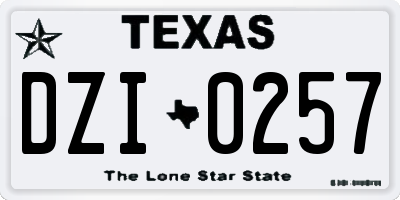 TX license plate DZI0257