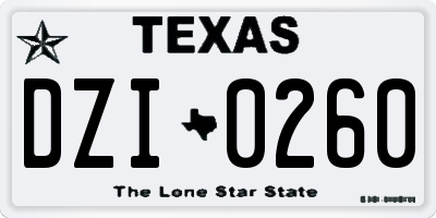 TX license plate DZI0260
