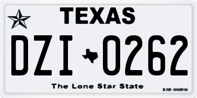 TX license plate DZI0262