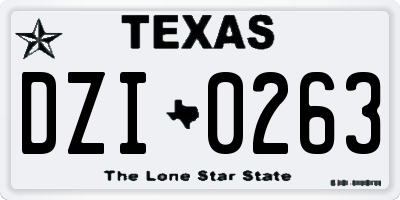 TX license plate DZI0263