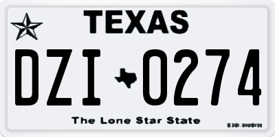 TX license plate DZI0274