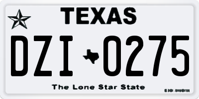 TX license plate DZI0275
