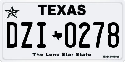 TX license plate DZI0278