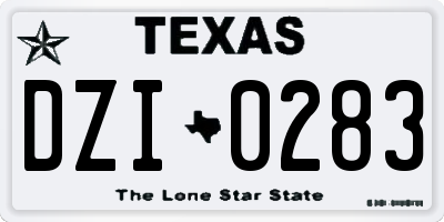 TX license plate DZI0283