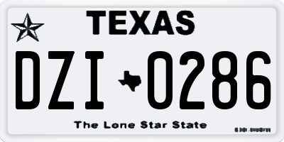 TX license plate DZI0286
