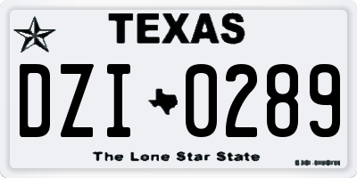 TX license plate DZI0289