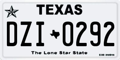 TX license plate DZI0292