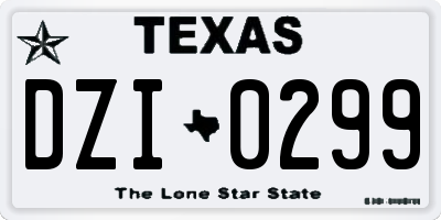 TX license plate DZI0299