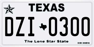 TX license plate DZI0300