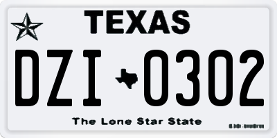 TX license plate DZI0302