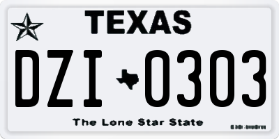 TX license plate DZI0303