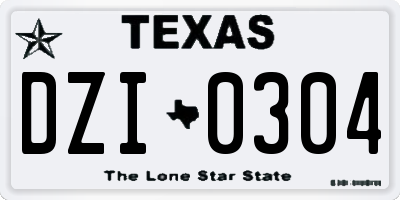 TX license plate DZI0304