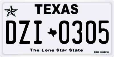 TX license plate DZI0305