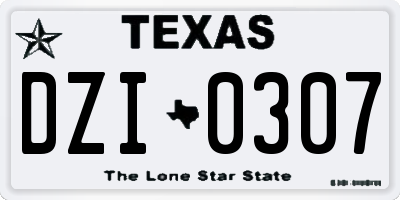 TX license plate DZI0307