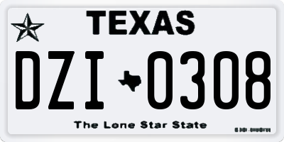 TX license plate DZI0308