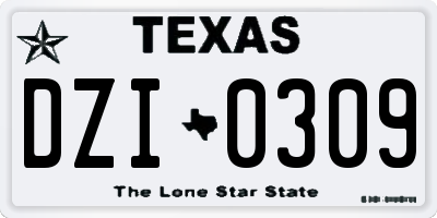 TX license plate DZI0309