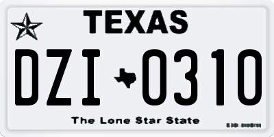 TX license plate DZI0310