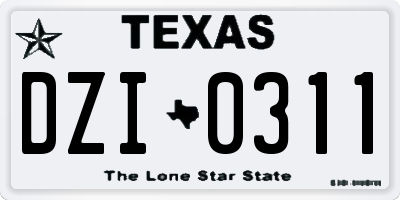 TX license plate DZI0311