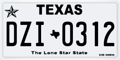 TX license plate DZI0312