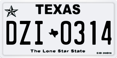TX license plate DZI0314