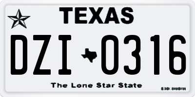 TX license plate DZI0316