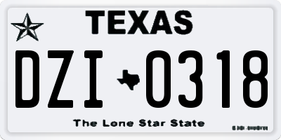 TX license plate DZI0318