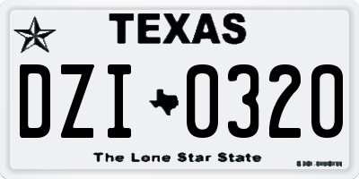TX license plate DZI0320