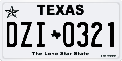 TX license plate DZI0321