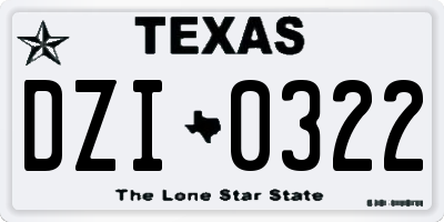 TX license plate DZI0322
